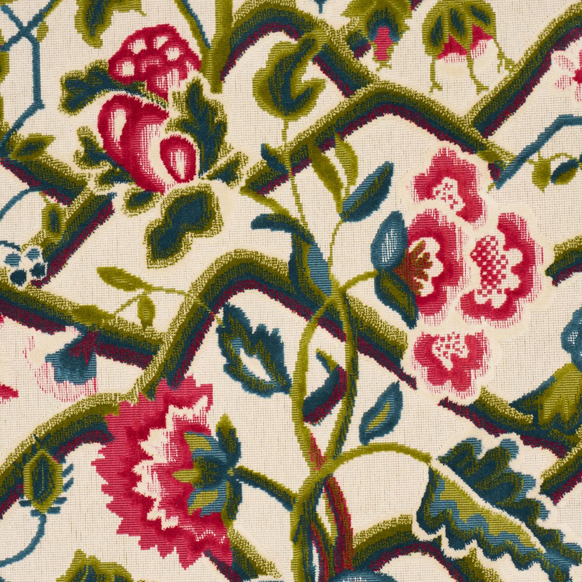 Schumacher Jacobean Garden Velvet Mulberry & Leaf Fabric 84820