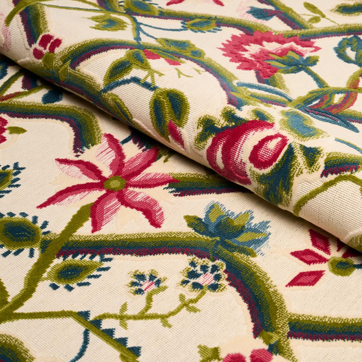 Schumacher Jacobean Garden Velvet Mulberry & Leaf Fabric 84820