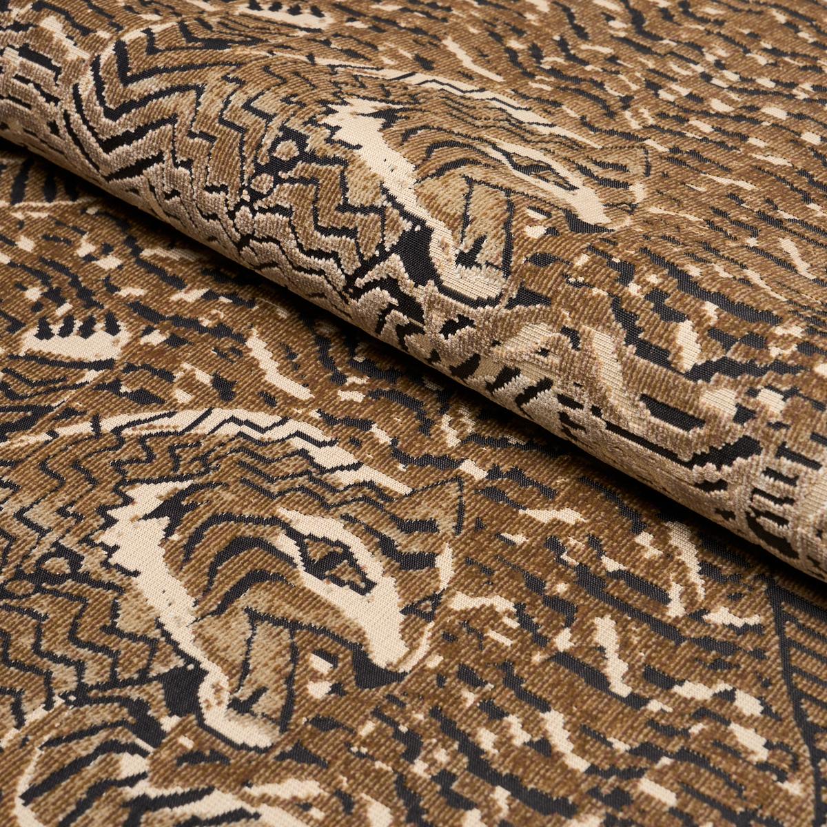 Schumacher Tigress Velvet Champagne Fabric 84831