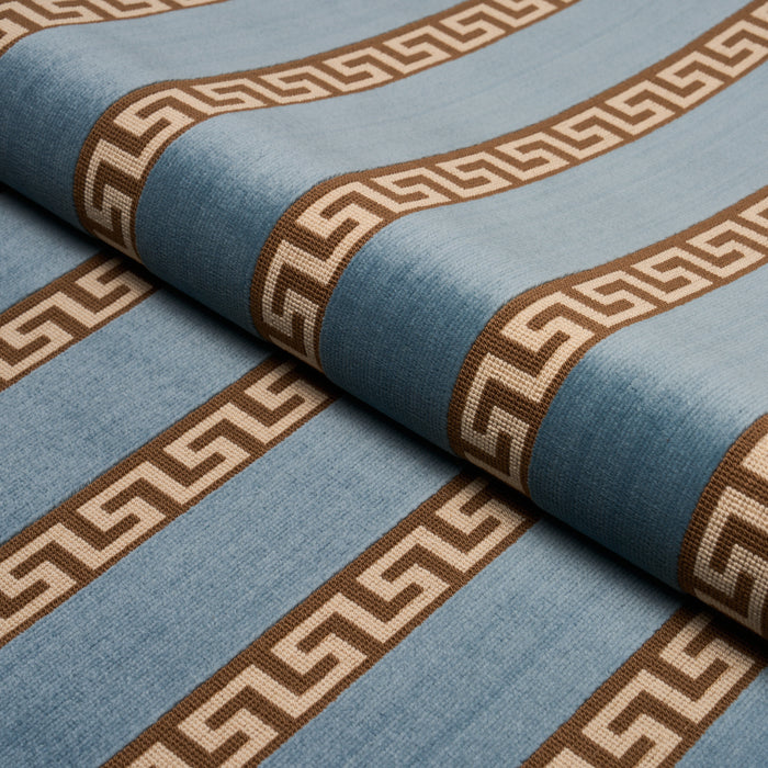 Schumacher Darius Velvet Stripe Aquamarine Fabric 84851