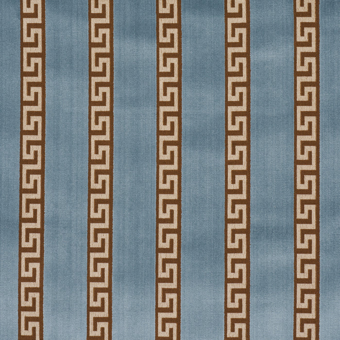 Schumacher Darius Velvet Stripe Aquamarine Fabric Sample 84851