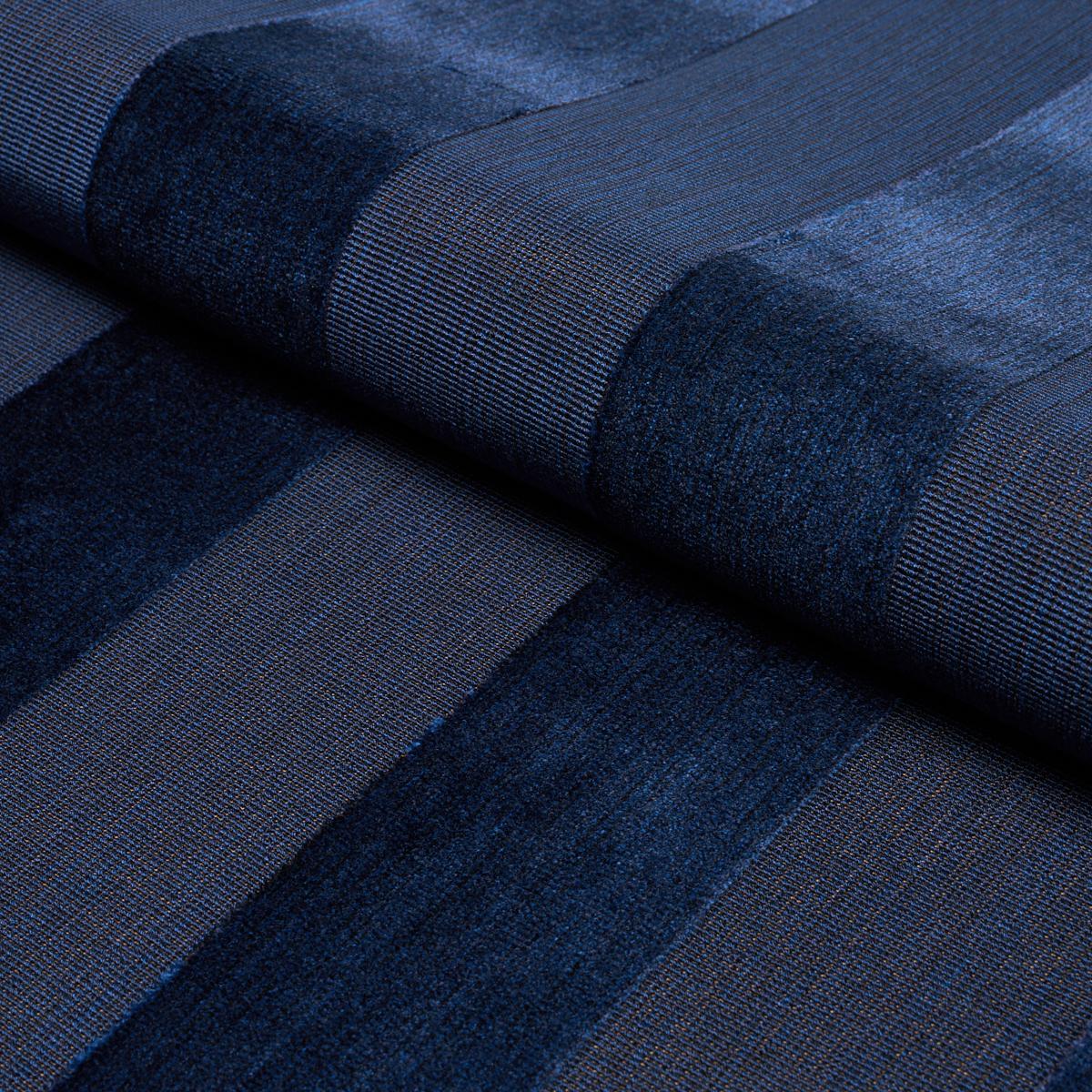 Schumacher Cunard Strie Velvet Sapphire Fabric 84872