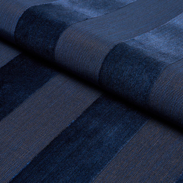 Schumacher Cunard Strie Velvet Sapphire Fabric 84872