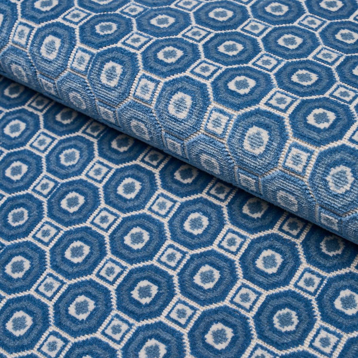 Schumacher Trianon Cut Velvet Azur Fabric Sample 84892