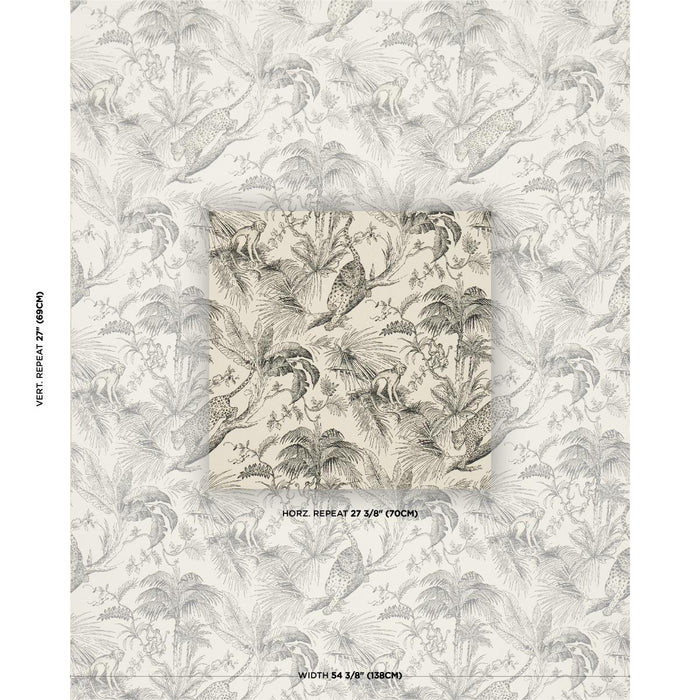 Schumacher Forest Canopy Black & Ivory Fabric 85100