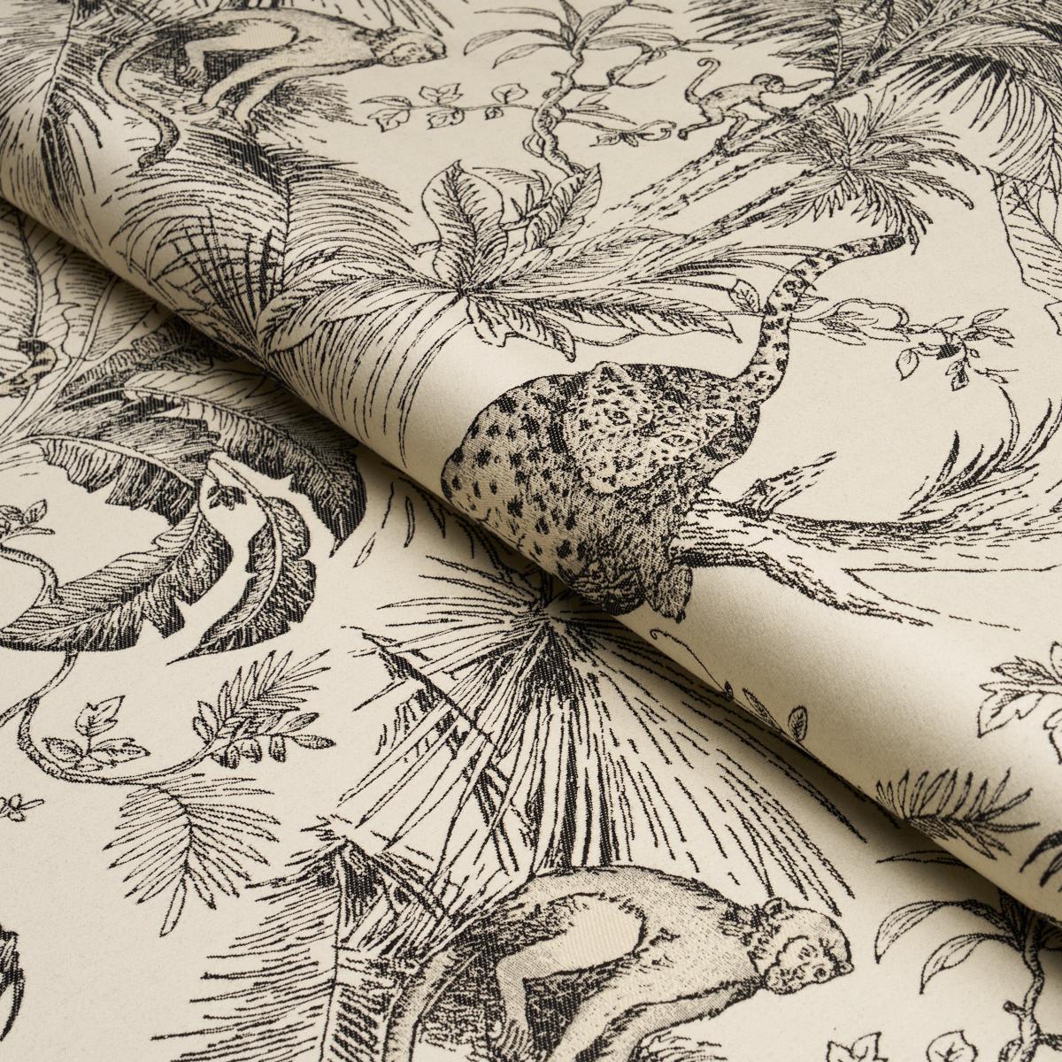 Schumacher Forest Canopy Black & Ivory Fabric 85100