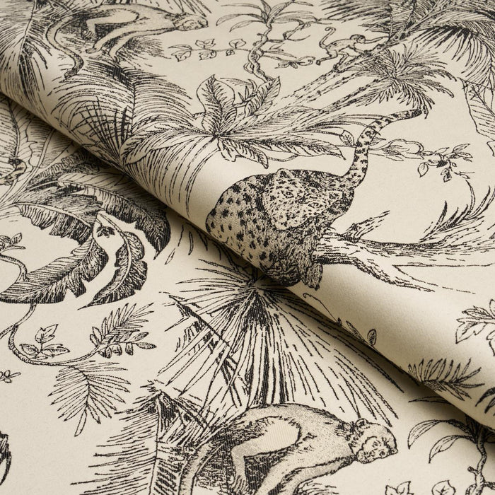 Schumacher Forest Canopy Black & Ivory Fabric 85100