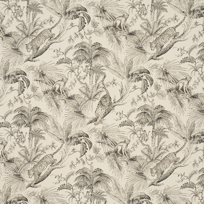 Schumacher Forest Canopy Black & Ivory Fabric 85100