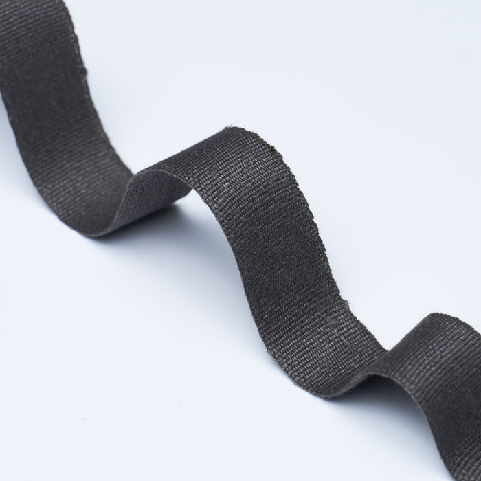 Schumacher Mathias Linen Tape Medium Charcoal Trim 85230