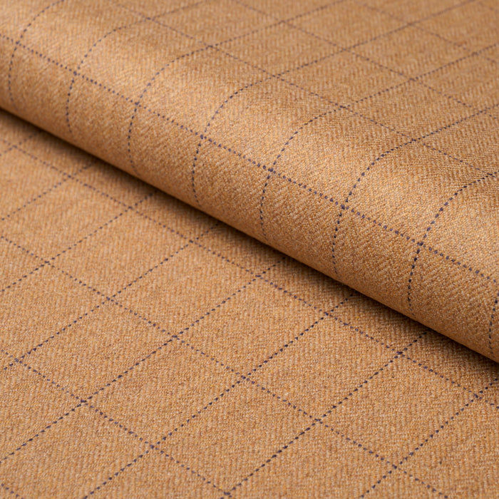 Schumacher Thompson Merino Windowpane Camel Fabric Sample 85291