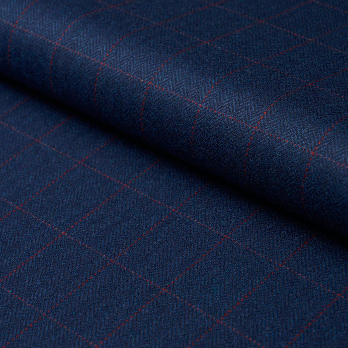 Schumacher Thompson Merino Windowpane Navy Fabric Schumacher 85292
