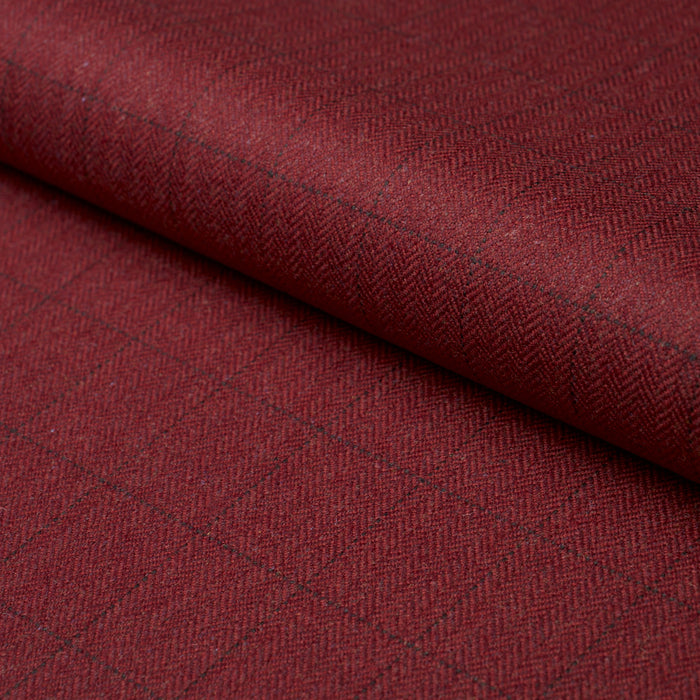 Schumacher Thompson Merino Windowpane Scarlet Fabric Schumacher 85293