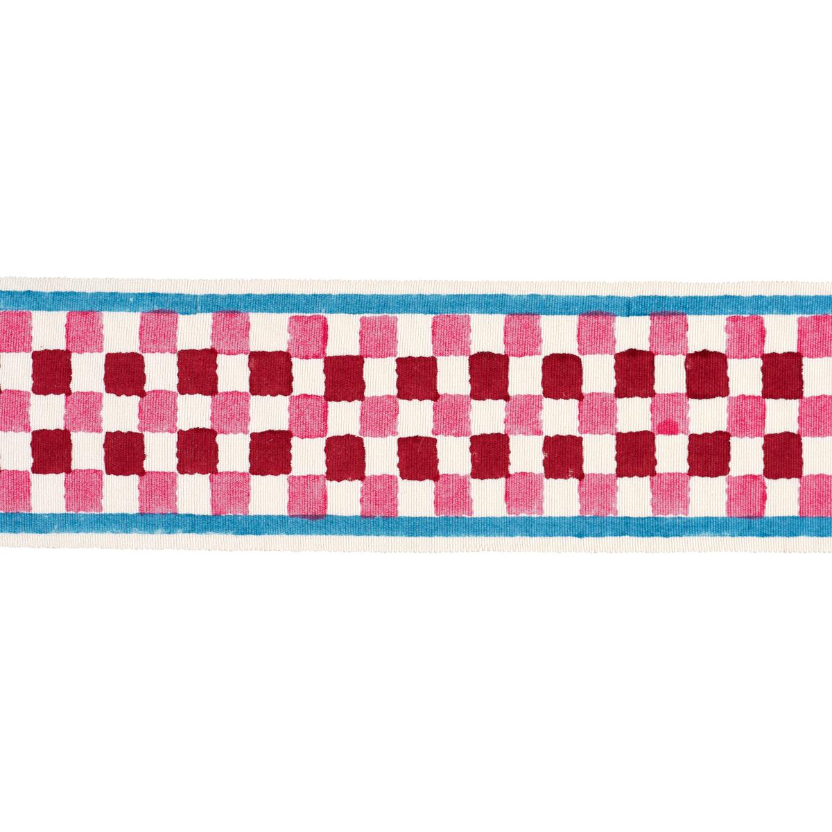 Schumacher Chequer Hand Block Trim Pink Trim Schumacher 85451