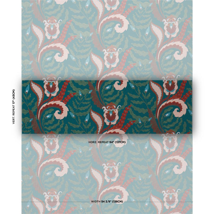Schumacher Jaipur Fantaisie Turquoise Fabric 85490