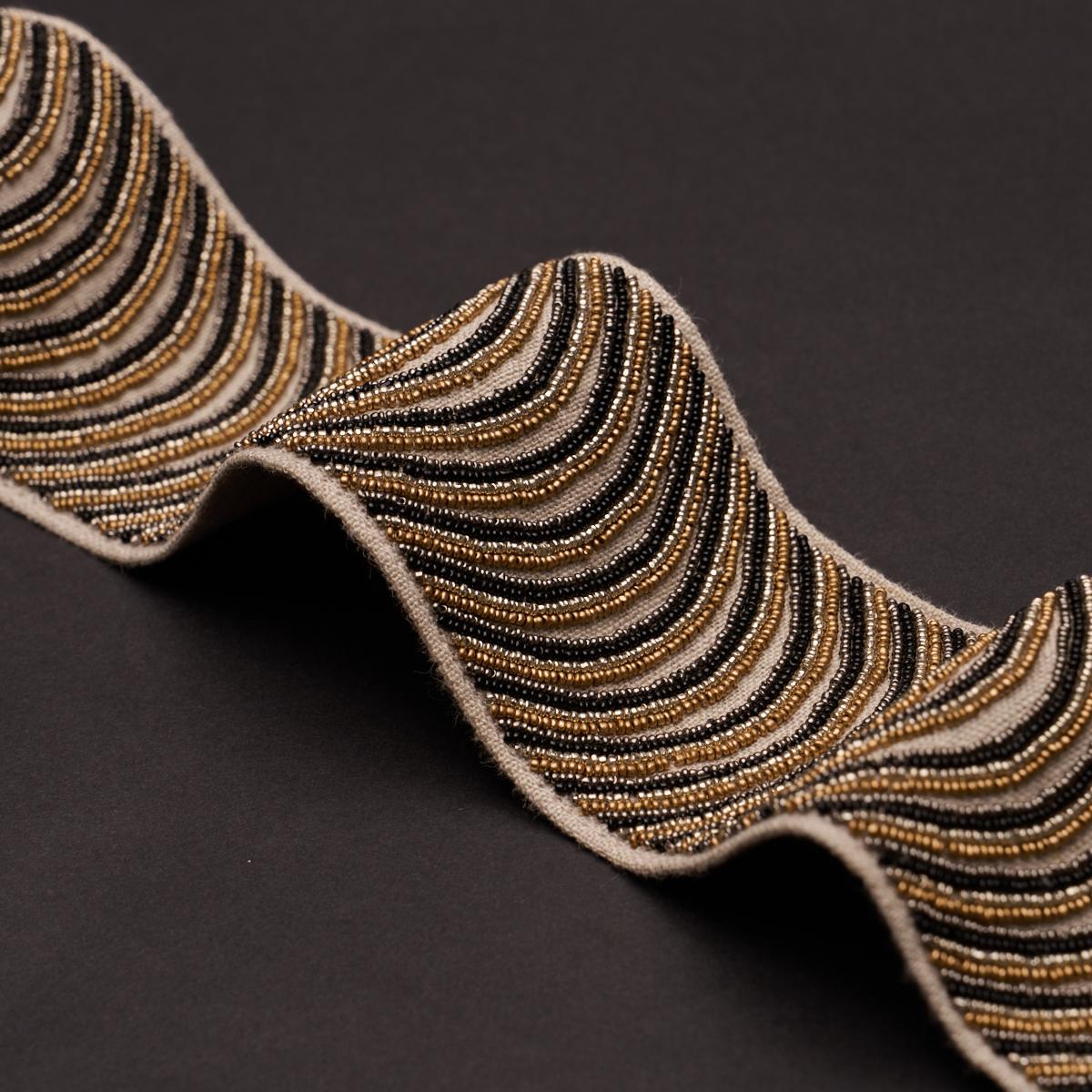 Schumacher 	Ziegfeld Hand Beaded Tape Ebony Trim 85570