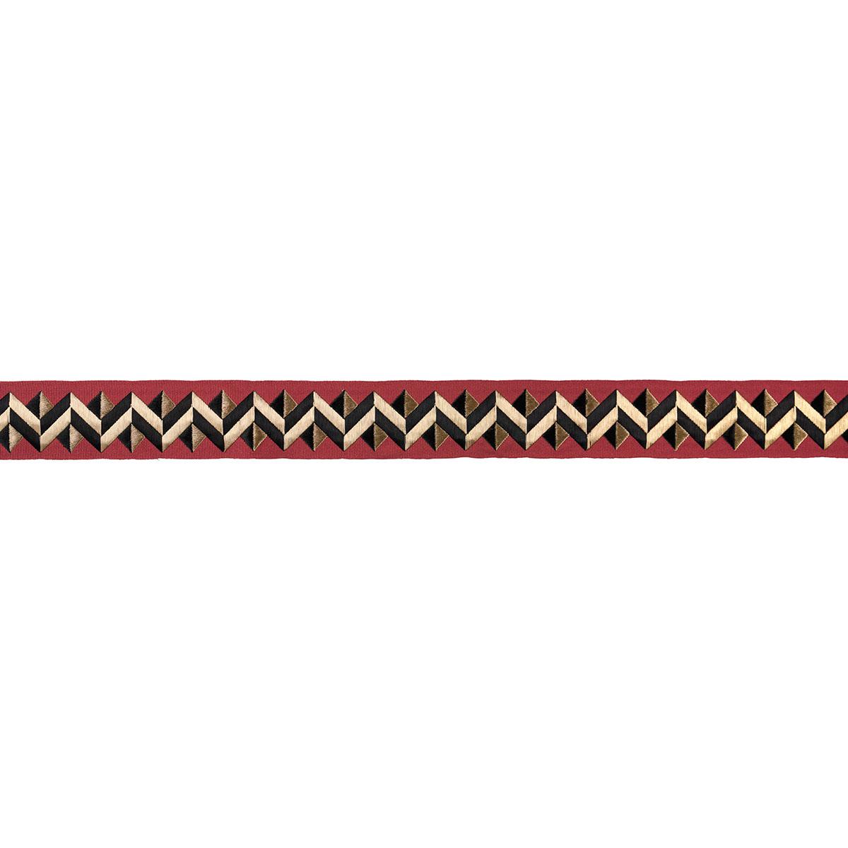 Schumacher Zigzag Moderne Tape Red Trim Sample 85580