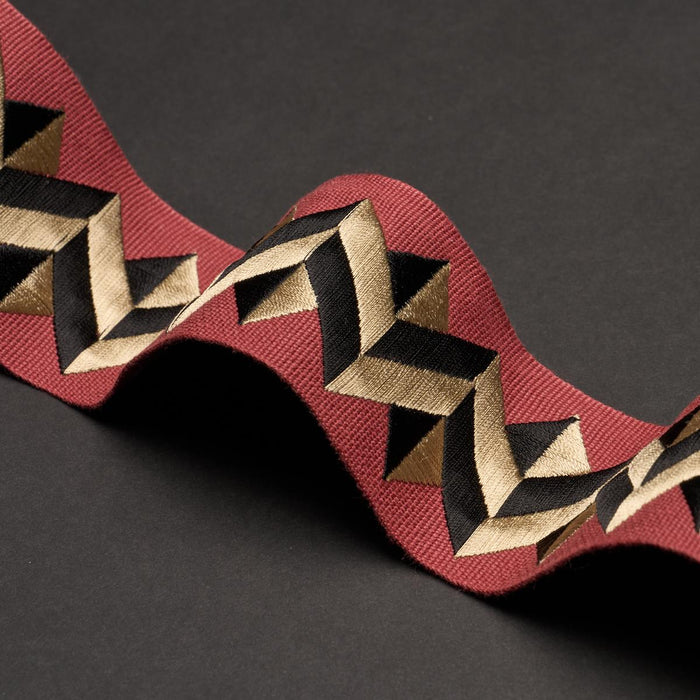 Schumacher Zigzag Moderne Tape Red Trim 85580