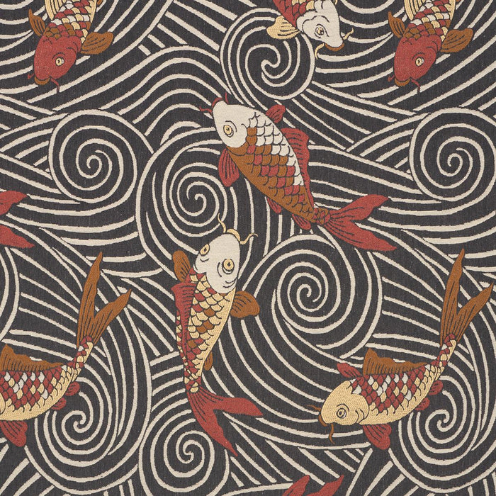 Schumacher Koi Fish Midnight Fabric Sample 85590