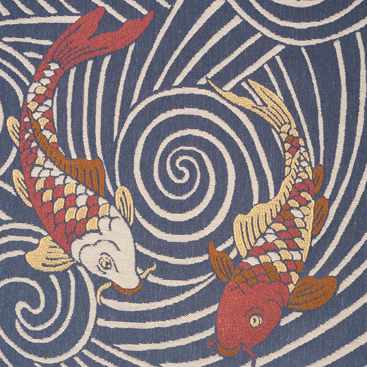 Schumacher Koi Fish Indigo Fabric 85591