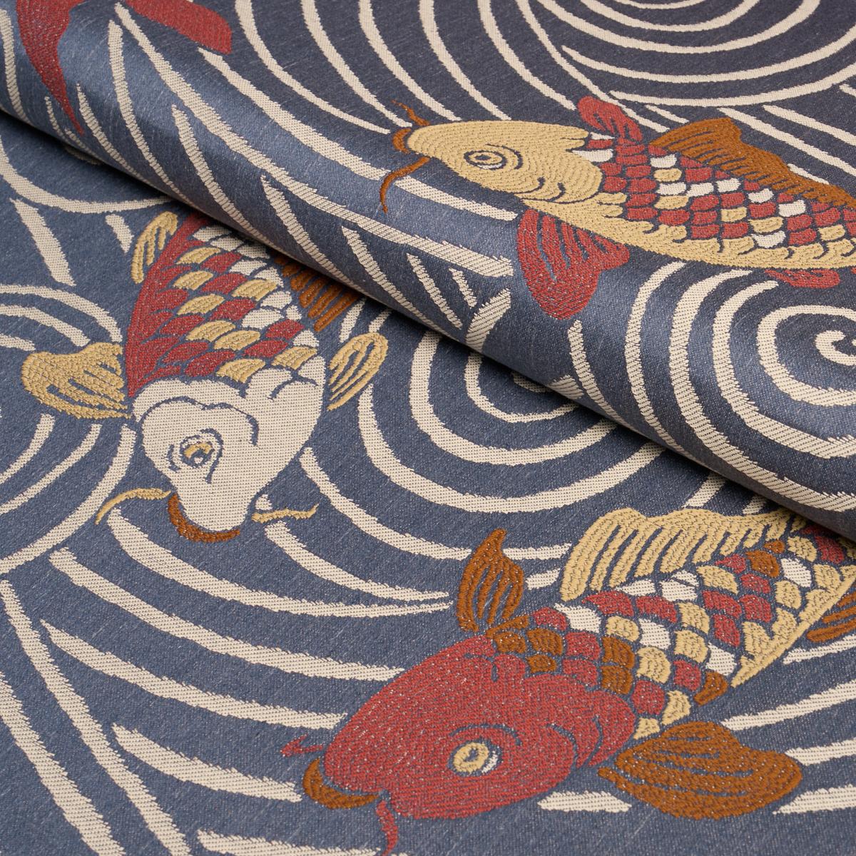 Schumacher Koi Fish Indigo Fabric 85591
