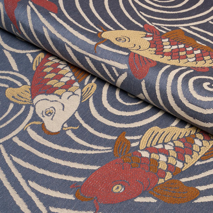 Schumacher Koi Fish Indigo Fabric Sample 85591