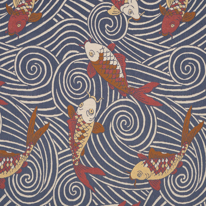 Schumacher Koi Fish Indigo Fabric Sample 85591