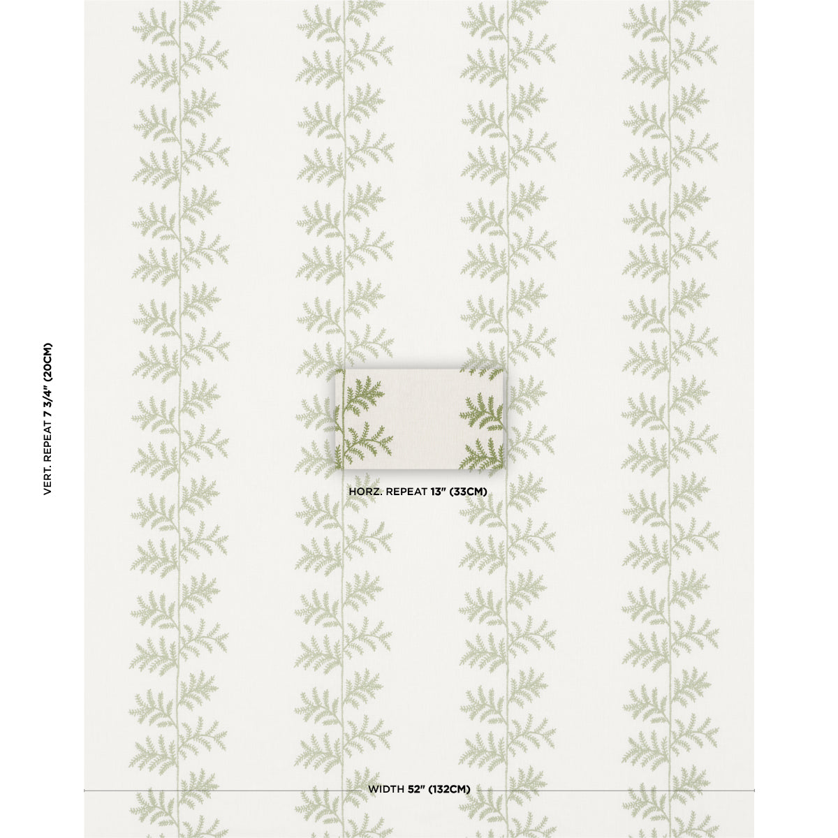 Schumacher Eloise Embroidery Sage Fabric Sample 85630