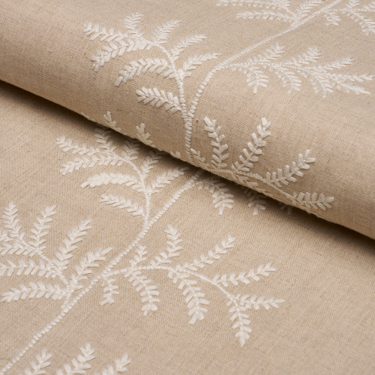 Schumacher Eloise Embroidery Natural Fabric Schumacher 85631