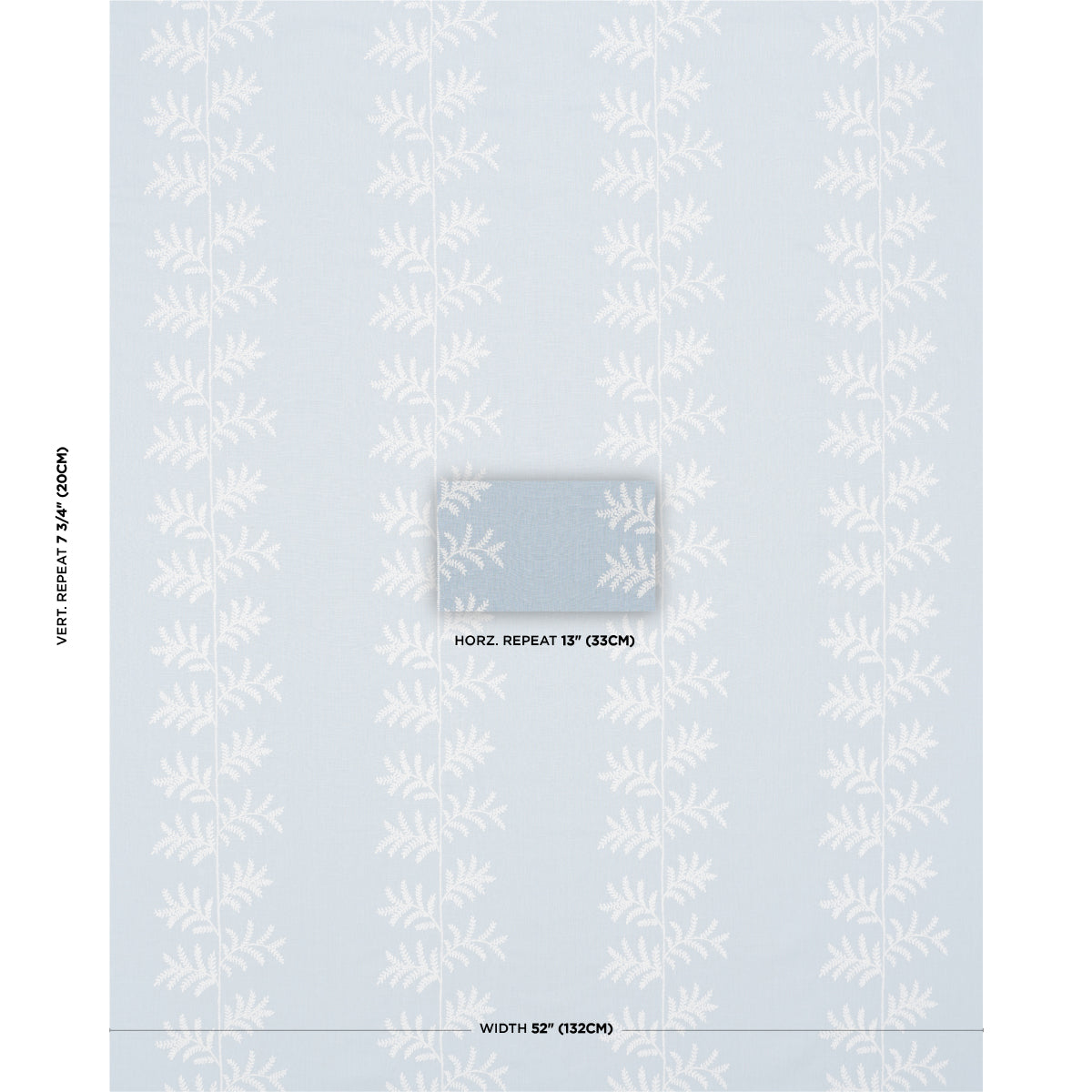 Schumacher Eloise Embroidery Sky Fabric Sample 85632