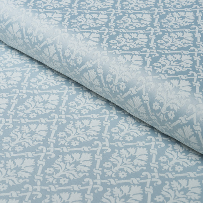 Schumacher Grant Damask Robin'S Egg Fabric 85722
