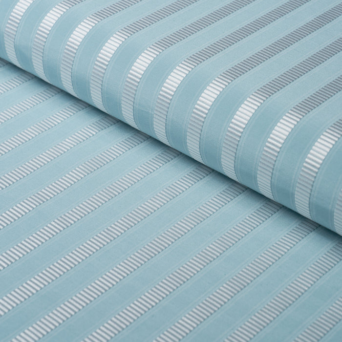 Schumacher Lincoln Small Stripe Robin'S Egg Fabric 85763