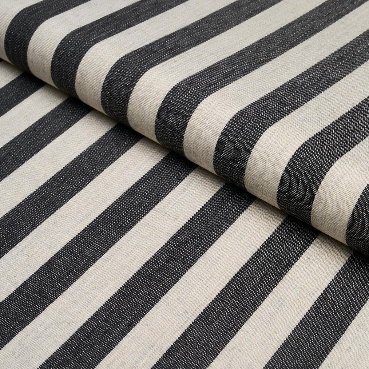 Schumacher Hanson Indoor/Outdoor Stripe Black Fabric Sample 85804