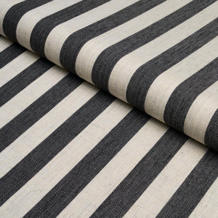 Schumacher Hanson Indoor/Outdoor Stripe Black Fabric Sample 85804