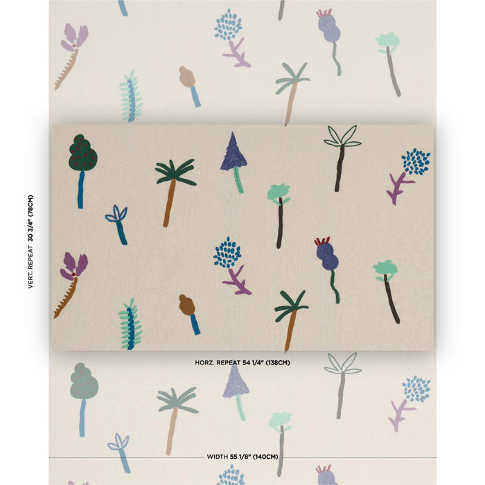 Schumacher Tropical Trees Brown Fabric Sample 85850