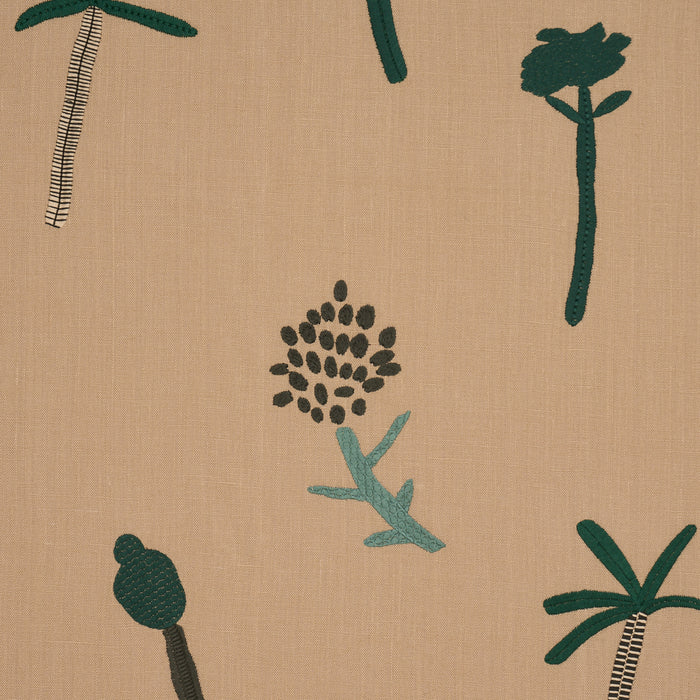 Schumacher Tropical Trees Green On Natural Fabric 85851