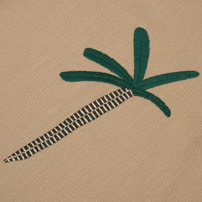 Schumacher Tropical Trees Green On Natural Fabric Sample 85851