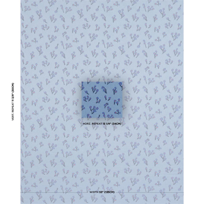 Schumacher Rosie Posy Woven Blue Fabric Sample 85892