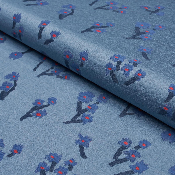 Schumacher Rosie Posy Woven Blue Fabric Sample 85892