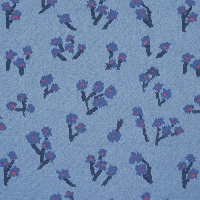 Schumacher Rosie Posy Woven Blue Fabric Sample 85892