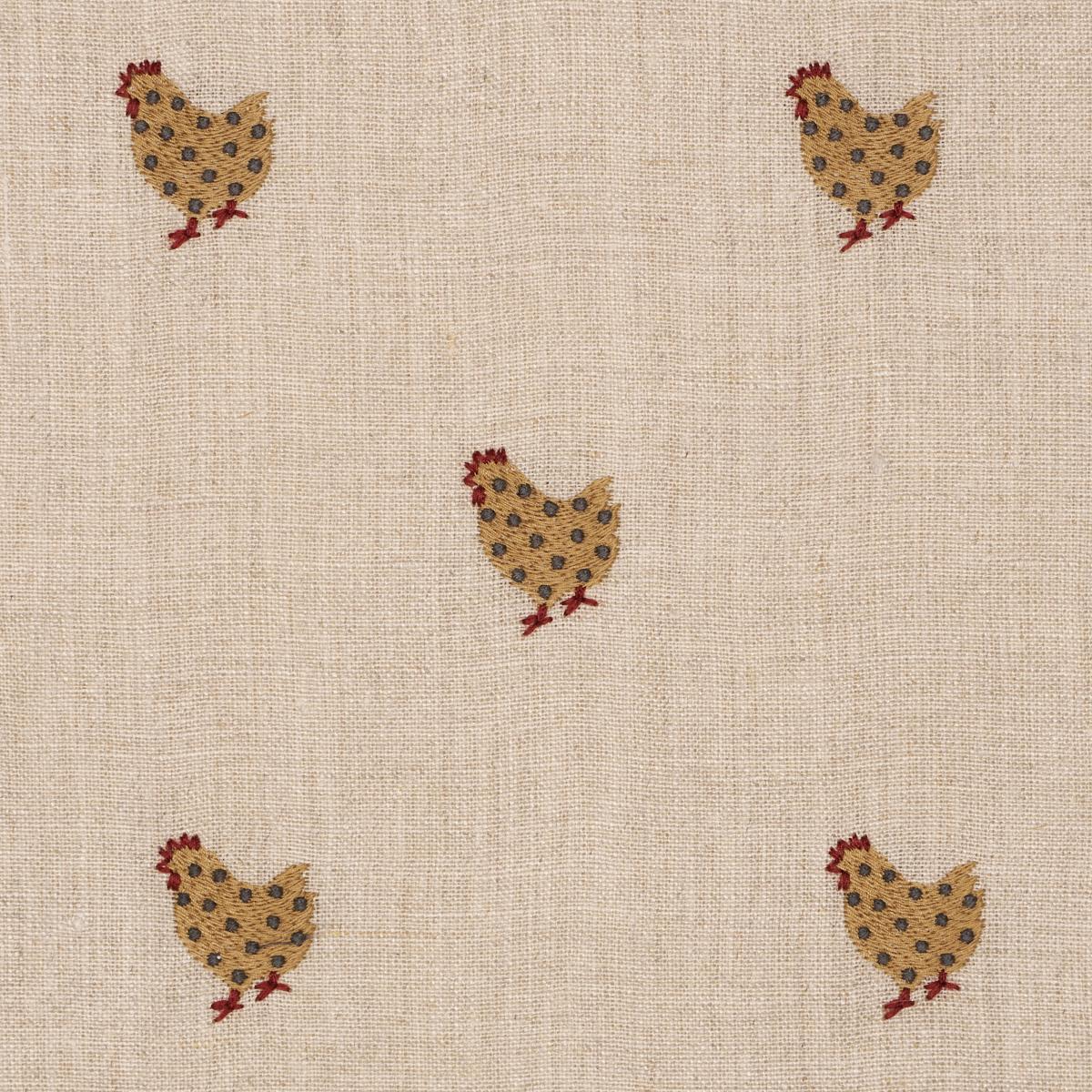 Schumacher Betsy's Chicken Embroidery Natural Fabric 85950