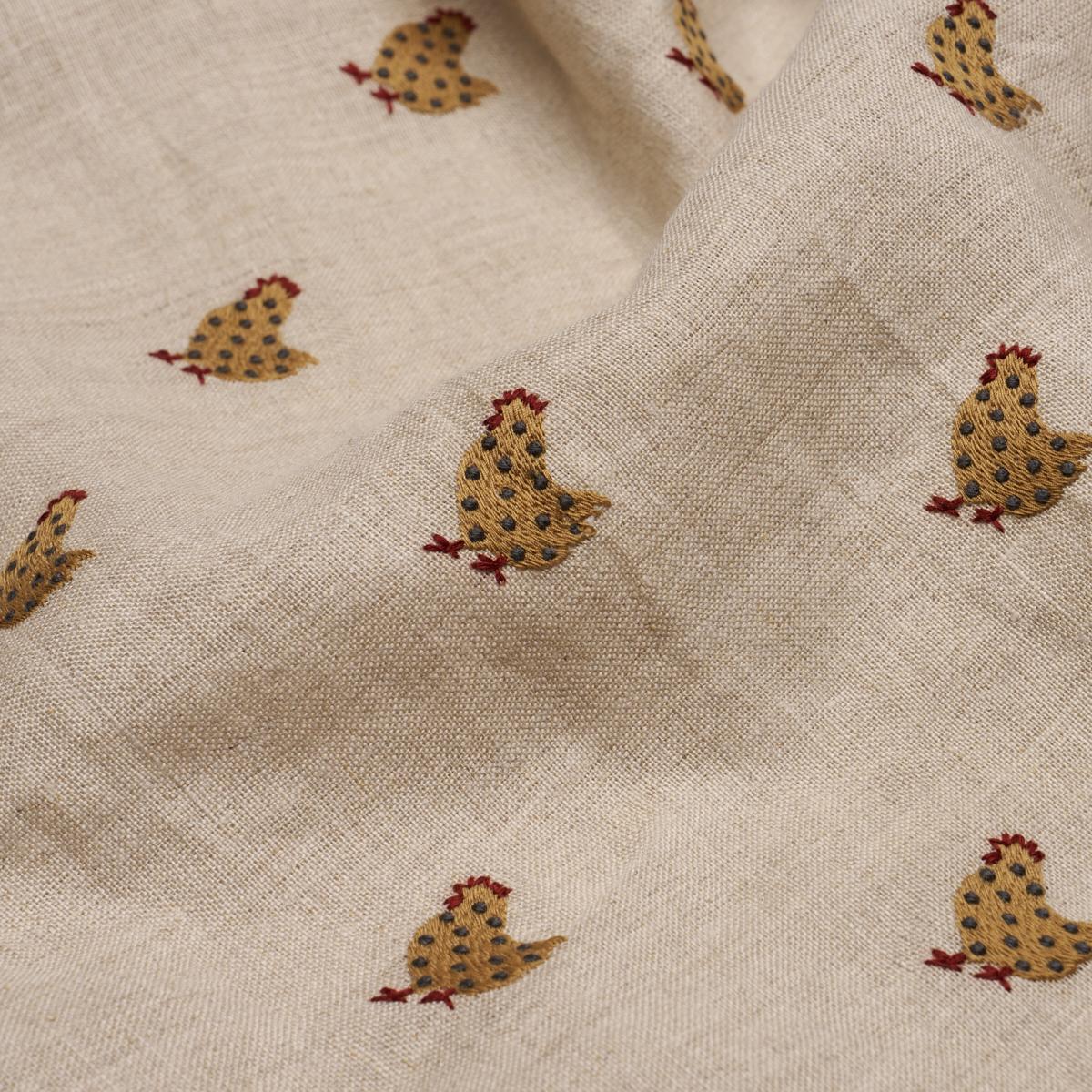Schumacher Betsy's Chicken Embroidery Natural Fabric 85950