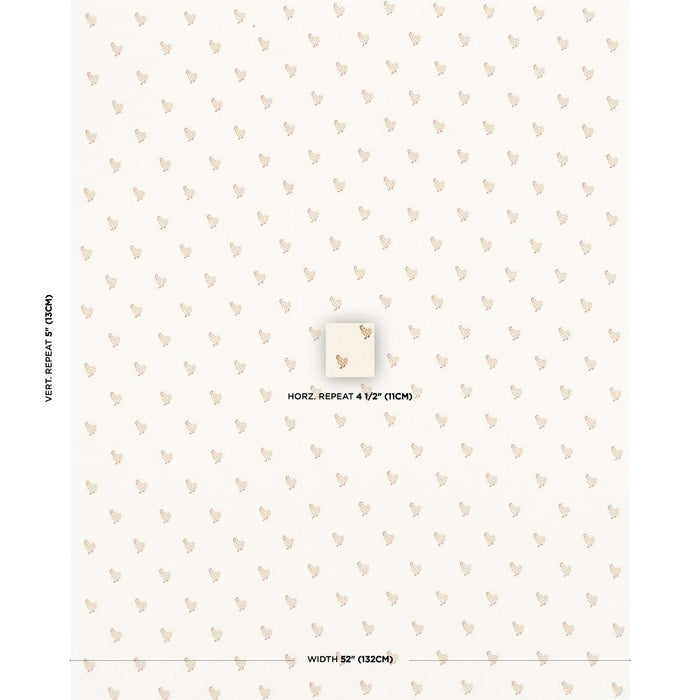 Schumacher Betsy's Chicken Embroidery Ivory Fabric 85951