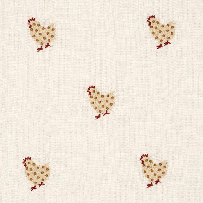Schumacher Betsy's Chicken Embroidery Ivory Fabric 85951