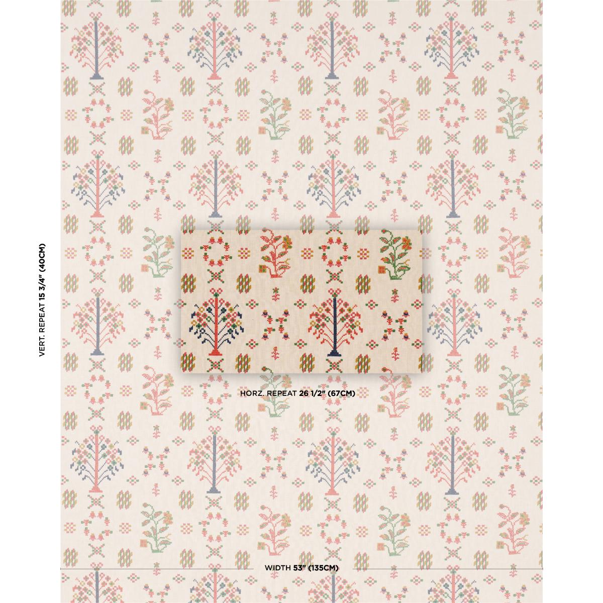 Schumacher Fairview Cross Stitch Embroidery Multi Fabric Sample 85980