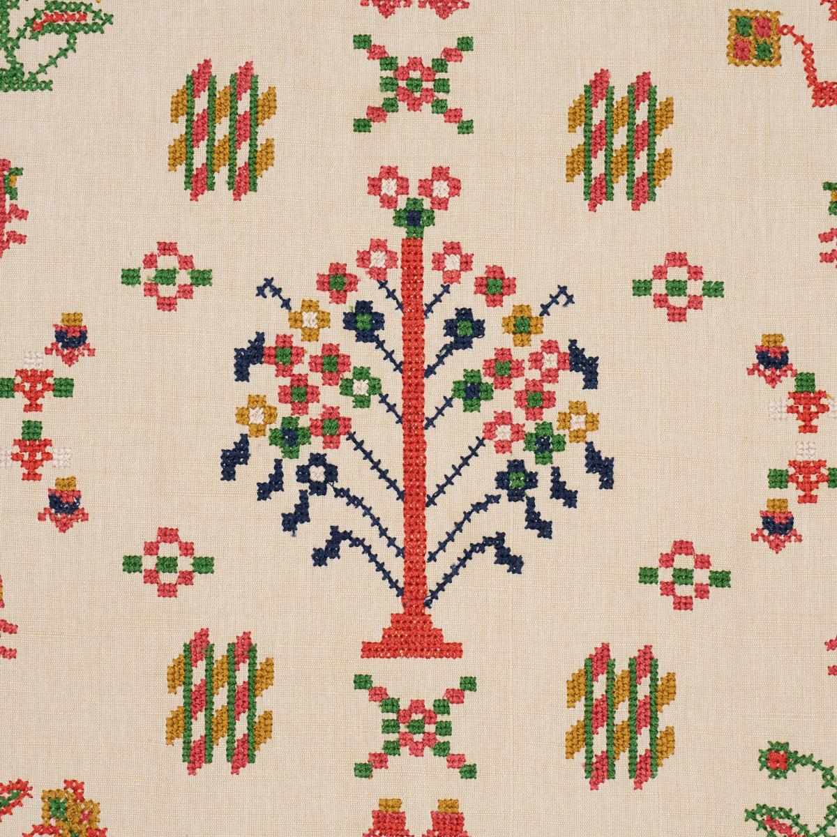 Schumacher Fairview Cross Stitch Embroidery Multi Fabric 85980