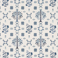 Schumacher Fairview Cross Stitch Embroidery Indigo Fabric 85981