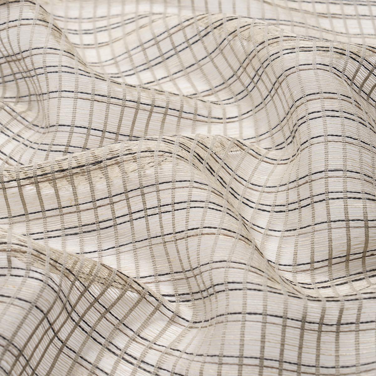 Schumacher Payton Linen Sheer Grid Black & White Fabric 86050