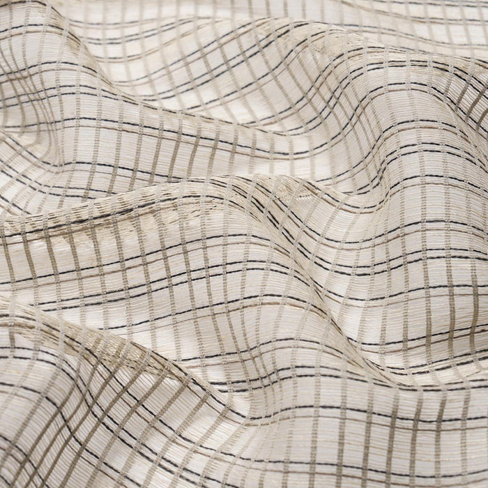 Schumacher Payton Linen Sheer Grid Black & White Fabric Sample 86050