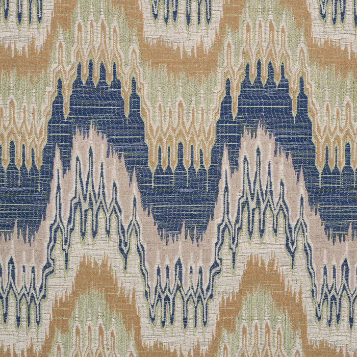 Schumacher Elio Flamestitch Indigo Fabric Sample 86131