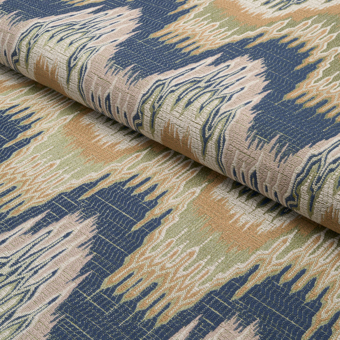 Schumacher Elio Flamestitch Indigo Fabric Sample 86131
